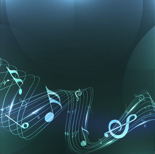 Vector musical background with colorful musical notes and waves - Vector, Image