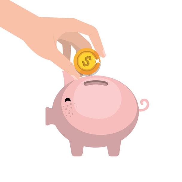 Piggy ahorro icono de dinero
 - Vector, imagen