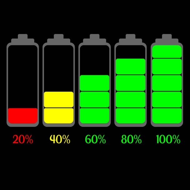Symbole für die Batterieanzeige - Vektor, Bild