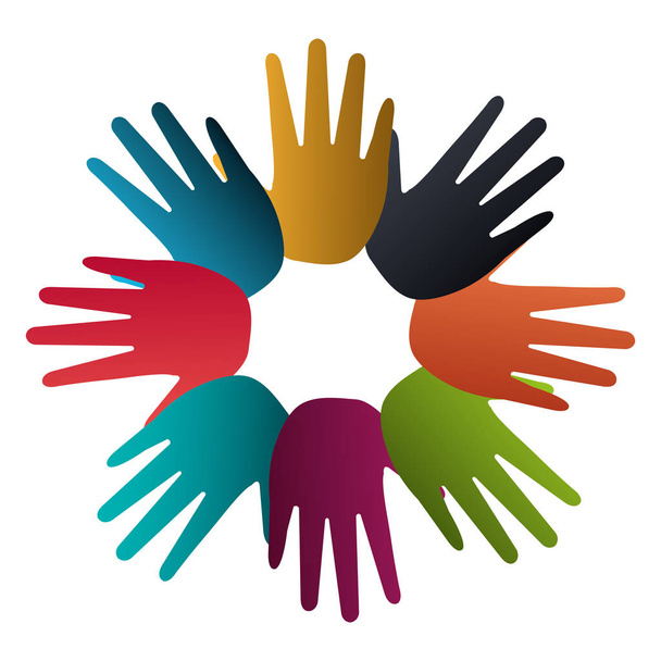 εικονίδιο κοινότητα χρώματα ανθρώπινη σιλουέτα του χεριού - Διάνυσμα, εικόνα