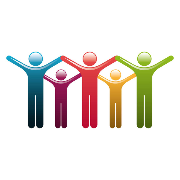 people silhouette teamwork icon - Vector, Image