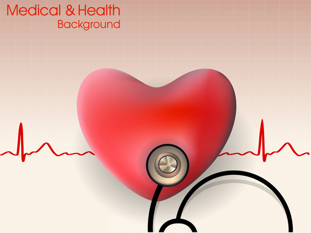 Cardiograma com coração vermelho e estetoscópio. EPS 10
. - Vetor, Imagem