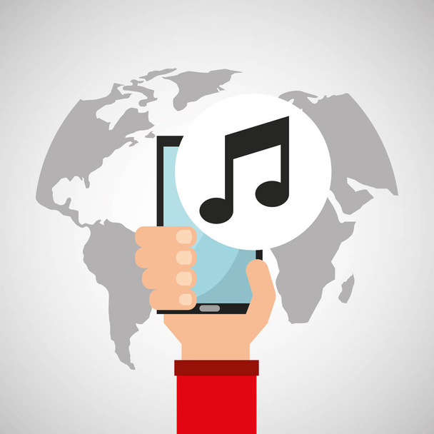 el smartphone müzik Multimedya online tutar - Vektör, Görsel