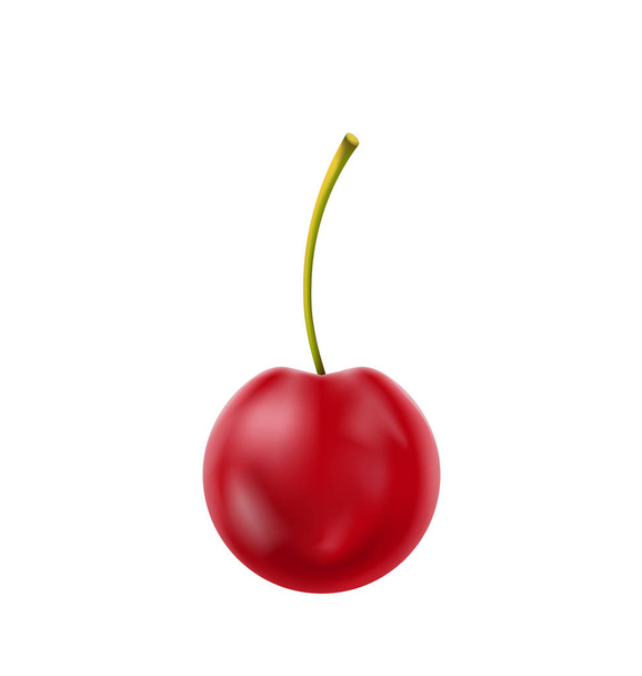 Single Realistic Cherry Isolated on White Background - Foto, afbeelding