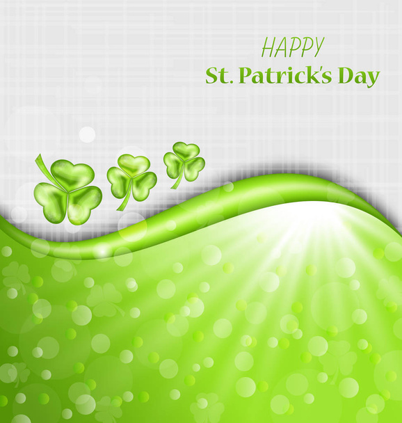Abstract Glowing Background with Green Trefoils for St. Patrick - Photo, image