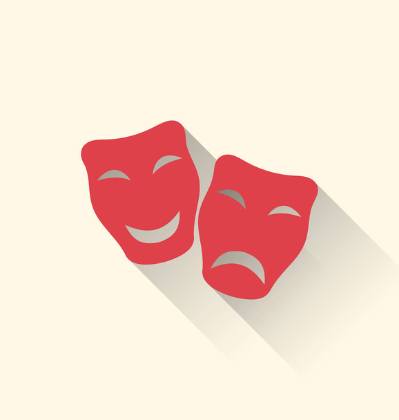 Flat icons of comedy and tragedy masks for Carnival or theatre - Фото, изображение