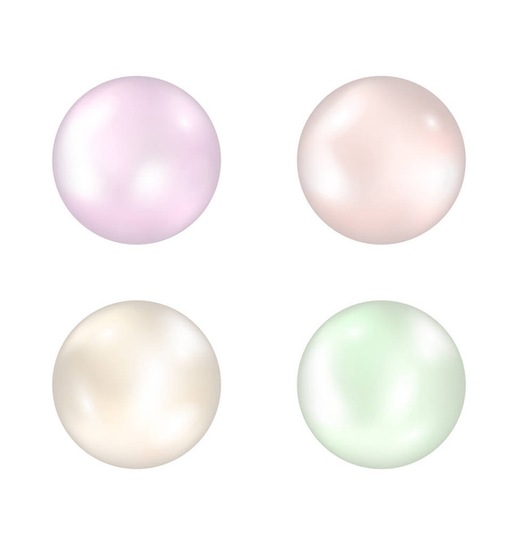 Set of colorful pearls isolated on white background - Foto, Imagem