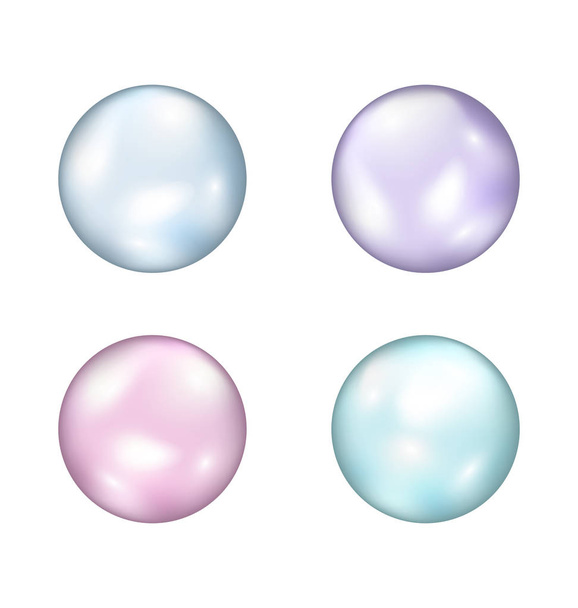 Set of colorful pearls isolated on white background - Fotoğraf, Görsel