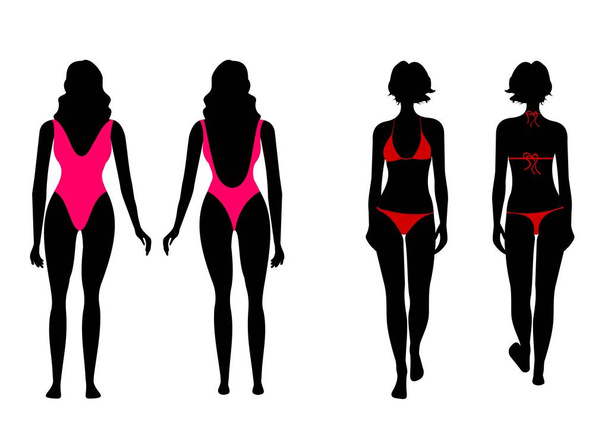 Silhouettes of women in bathing suit - Фото, изображение