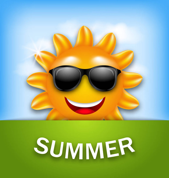 Cool Happy Summer Sun in Sunglasses - Fotoğraf, Görsel