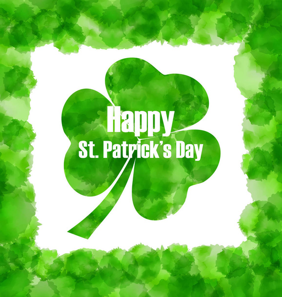 Happy Saint Patricks Day Watercolor Background with Clover - Photo, image