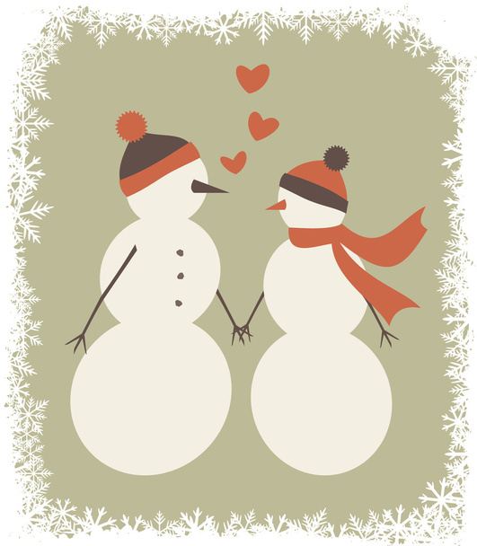 Snowmen in Love - Vector, imagen