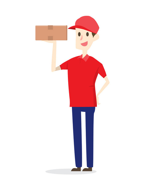 Young delivery man portrait, vector character illustration.  - Vector, Image