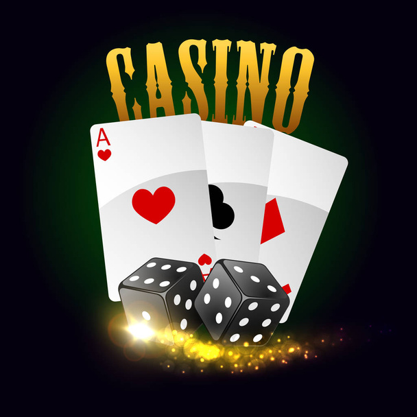 Casino vektor plakát. Karty, kostky - Vektor, obrázek