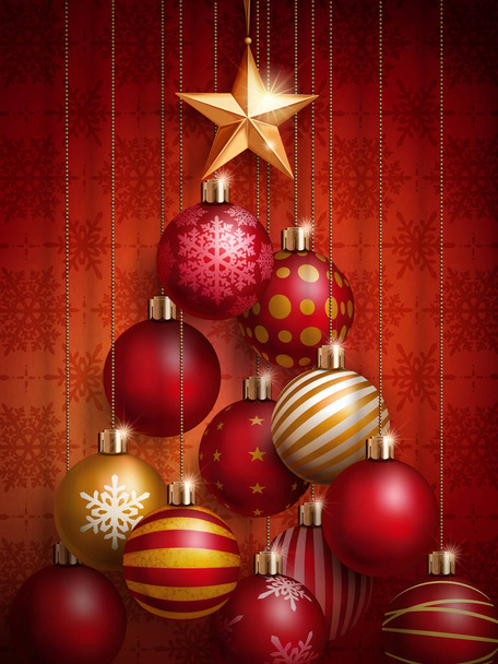 Christmas decorative baubles - Vector, Image