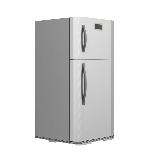 grey new fridge isolated on white - Photo, Image
