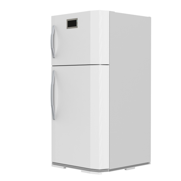 сірий холодильник ізольований на білому
 - Фото, зображення