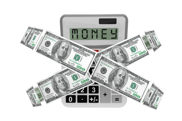 Банкноты по долларам с калькулятором
 - Фото, изображение