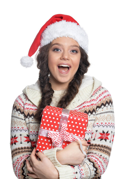 Woman with Christmas present - Foto, Imagen