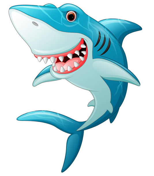 Cartone animato sorridente squalo
 - Vettoriali, immagini