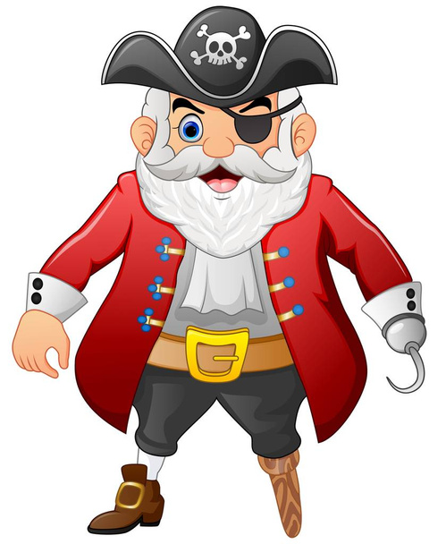 Karikatur Pirat isoliert weißen Hintergrund - Vektor, Bild