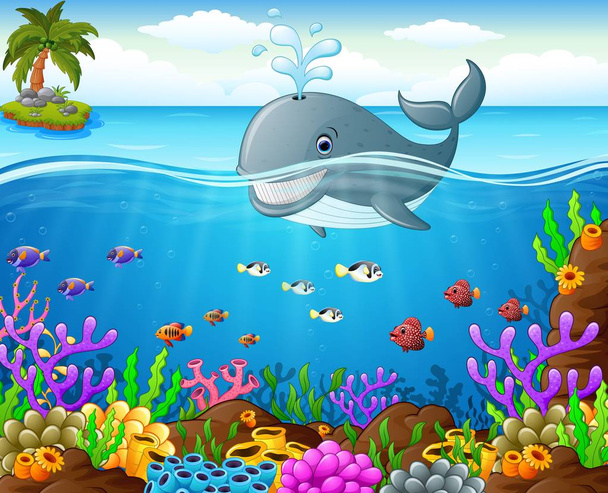 Baleine à dessin animé sous la mer
 - Vecteur, image