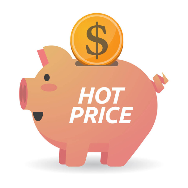 Isolated piggy bank with    the text HOT PRICE - Vector, Image