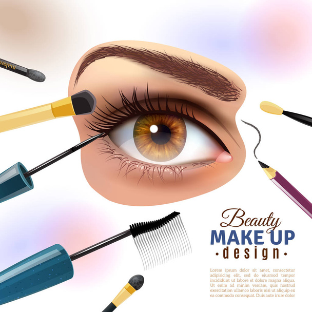 Eye Makeup Blurred Background Poster - Vector, Image