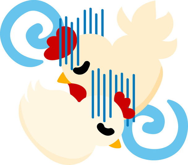 The cute domestic fowl and chick - Vector, Image