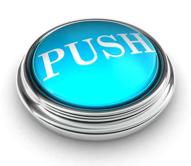 Push word on blue button - Photo, Image