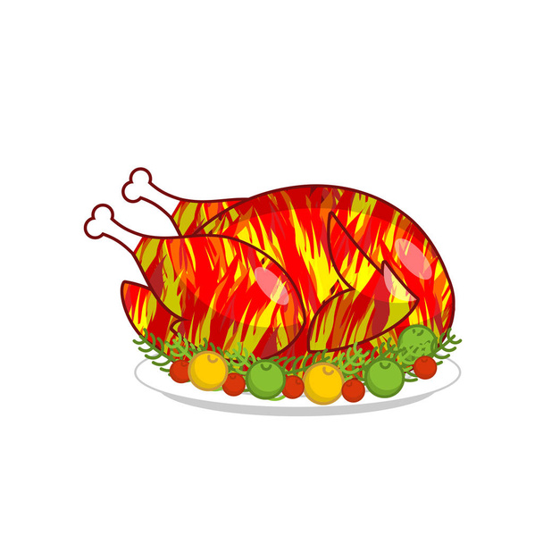 Yangın horoz yıl 2017. Fried horoz yeni yıl sembolü. Kavrulmuş c - Vektör, Görsel