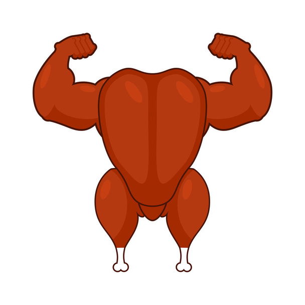 τηγανητές Τουρκία bodybuilder. Ψημένο κοτόπουλο μοντέλο fitness. Ομιλία στο - Διάνυσμα, εικόνα