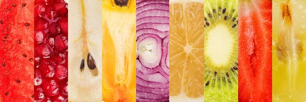 Collage aus Obst und Gemüse. - Foto, Bild