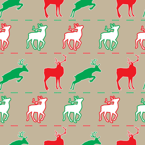 クリスマス パターン鹿緑と赤 - ベクター画像