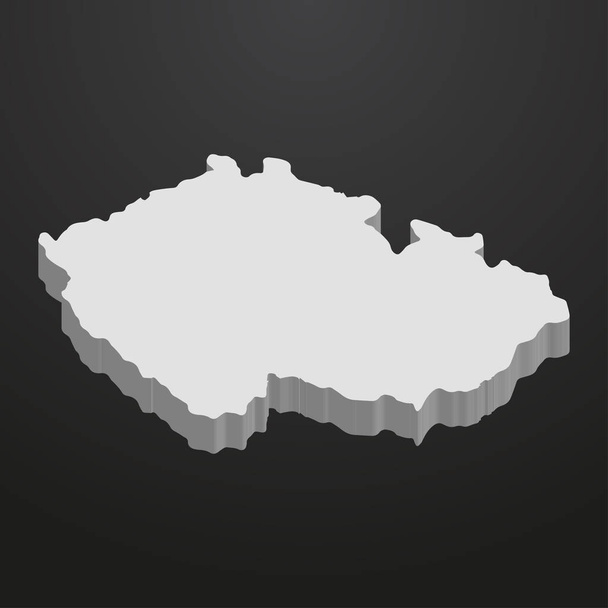 Чешская Республика карта в сером на черном фоне 3d
 - Вектор,изображение