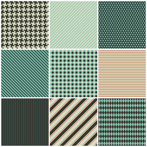 coleção de nove padrões sem costura para o tecido
 - Vetor, Imagem