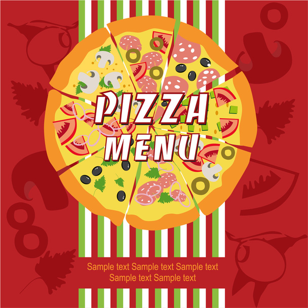 Disagn menu with pizza - Vector, imagen