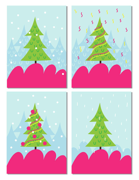 Conjunto de tarjetas de invierno
 - Vector, Imagen