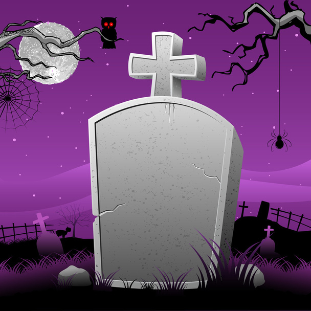 Tomb Stone in Halloween Night - Vector, Image