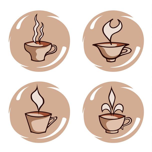 Collectie van verschillende vormen van cups icons. - Vector, afbeelding