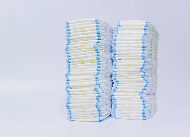 Stack of diapers on white background - Photo, Image
