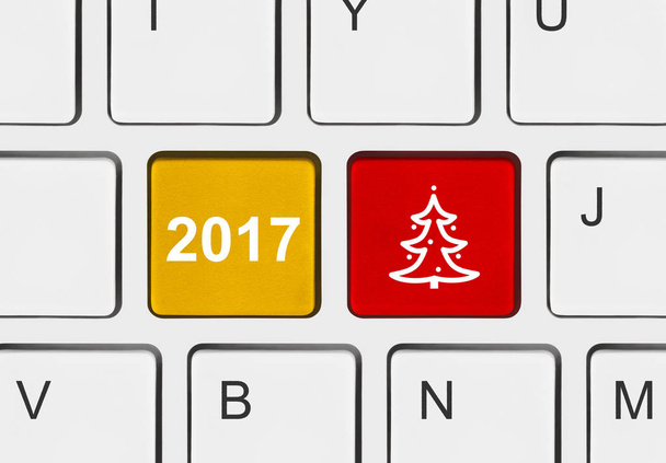 Computer keyboard with Christmas keys - Foto, afbeelding