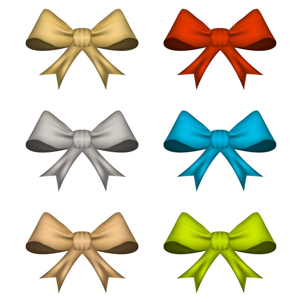 Set of decorative bows in various colors. Vector design. - Vector, Image