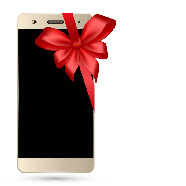 Smartphone with bow isolated - Vector, Image
