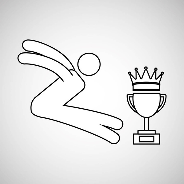 silueta osoby skok daleký vítěz sport - Vektor, obrázek