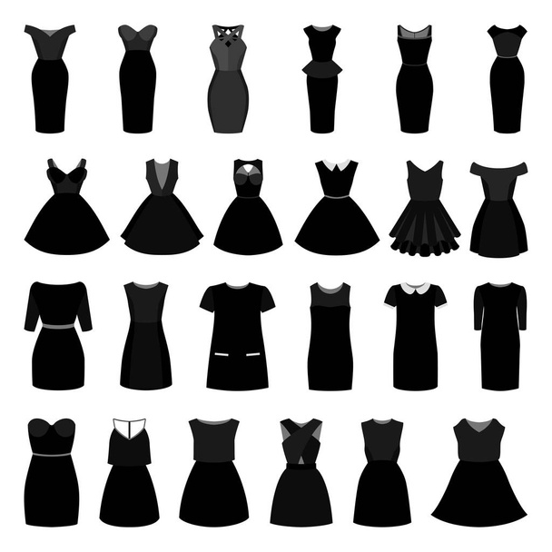 Set of monochrome trendy women's dresses - Vector, Image