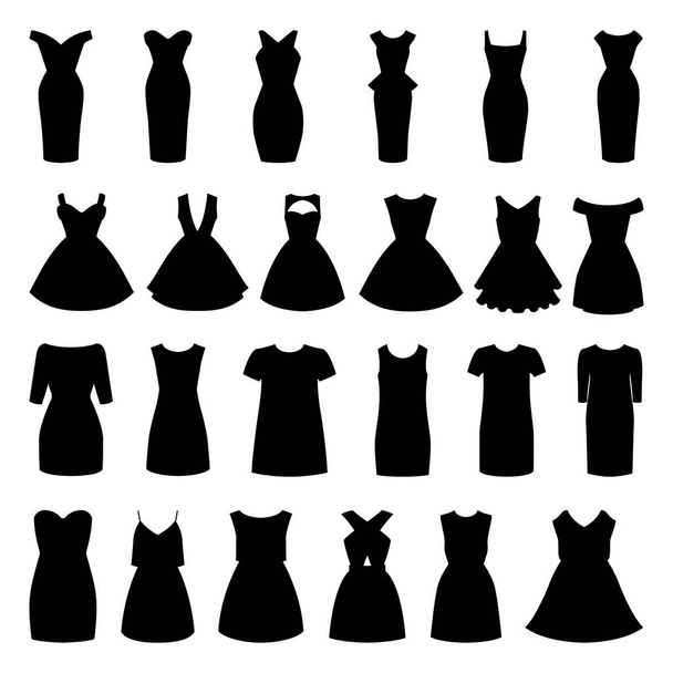Conjunto de vestidos de mujer monocromáticos de moda
 - Vector, imagen