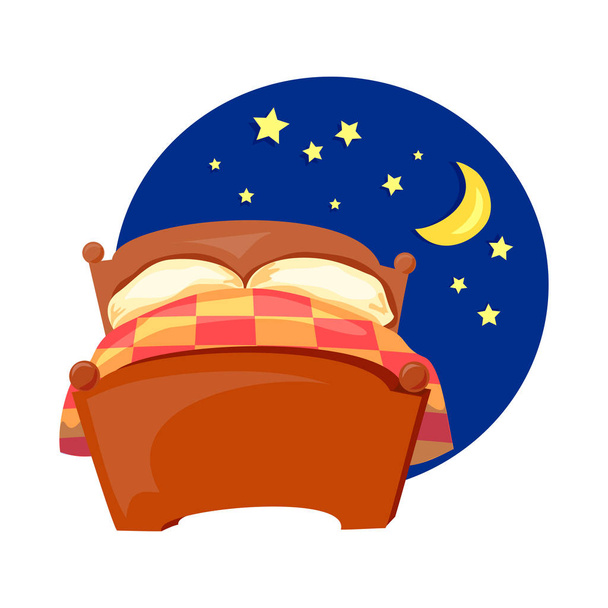 bed, night, crescent moon, star - Vetor, Imagem