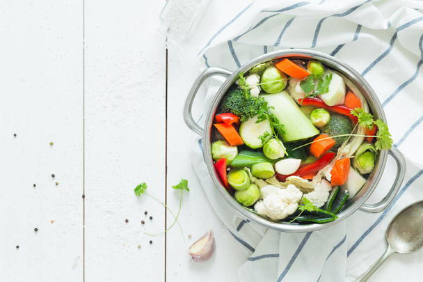 Colorful fresh clear spring soup - vegetarian stock - Фото, зображення