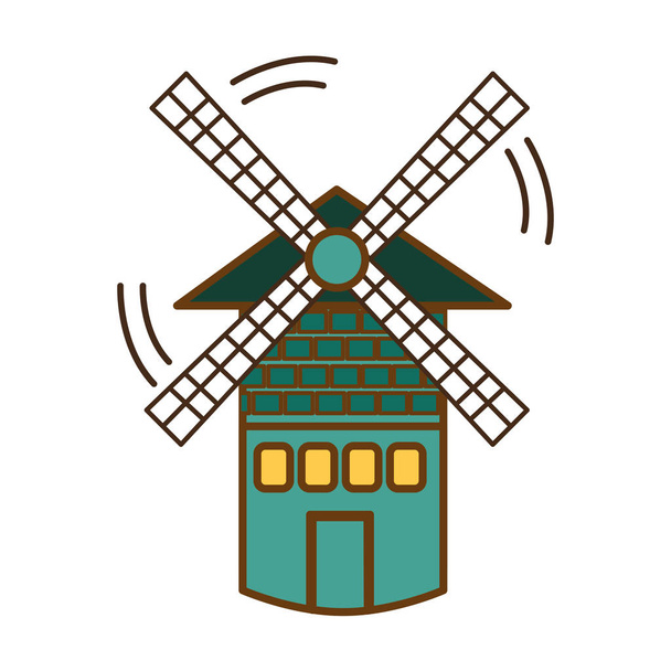 isolated windmill tower - Vector, Image